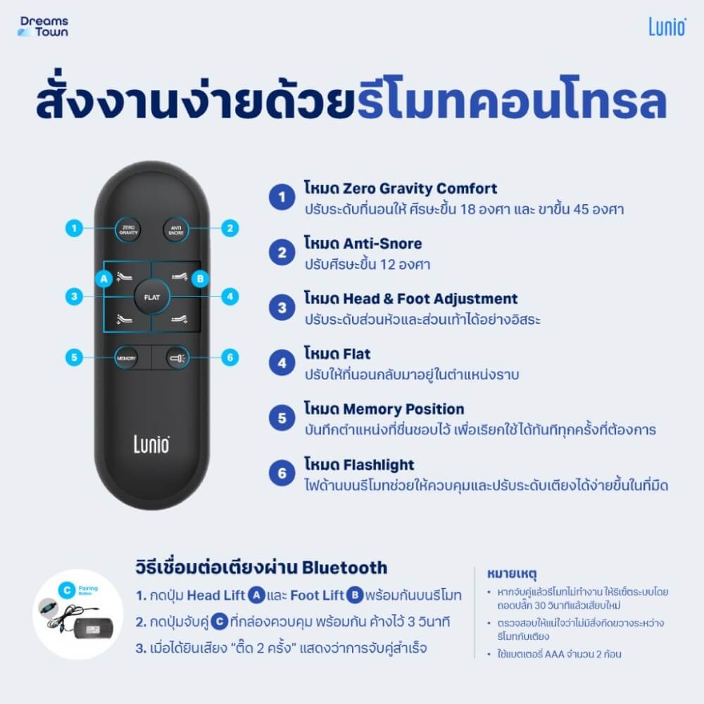 เตียงปรับระดับไฟฟ้า+กรอบเตียง 3.5 ฟุต LUNIO SMART RISE ADJUSTABLE BED + LUNIO ATLAS ADJUSTABLE BED FRAME GRAY_4