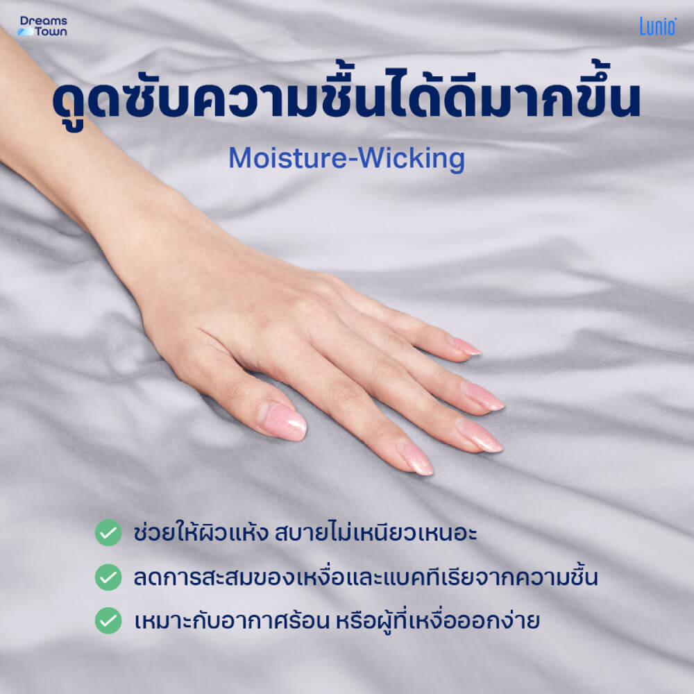 เซ็ตผ้าปูที่นอน เกรดพรีเมียม 5ฟุต LUNIO SMART SNOWWEAVE BEDDING SET PLATINUM GRAY สีเทา 3ชิ้น (สำหรับที่นอนหนา 13นิ้ว)