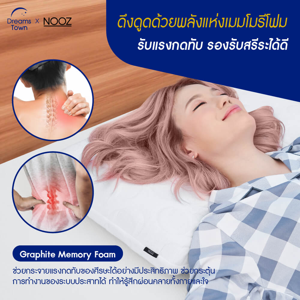 หมอนเมมโมรี่โฟม หมอนคูลเจล NOOZ COMFORT THE COOLING GRAPHITE