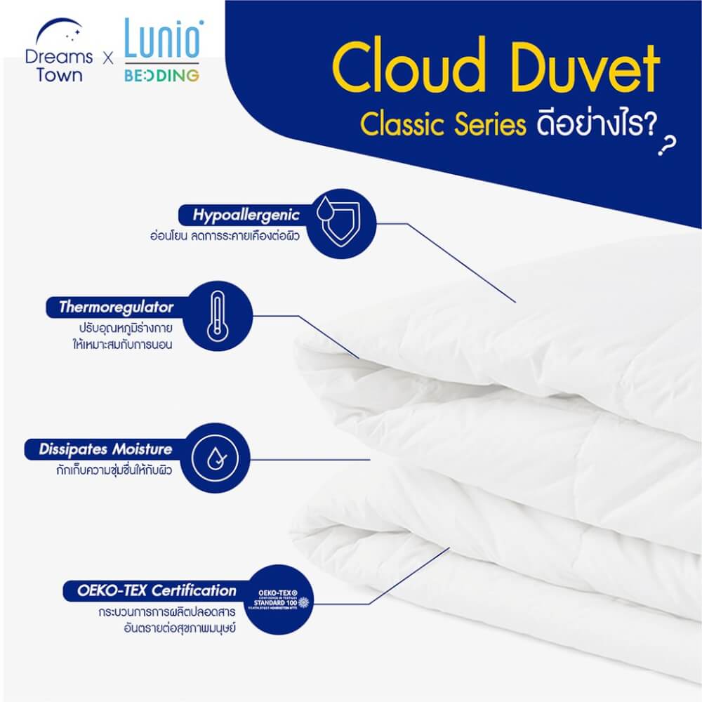 ผ้าห่ม ผ้านวม LUNIO CLOUD DUVET CLASSIC SERIES TWIN SIZE