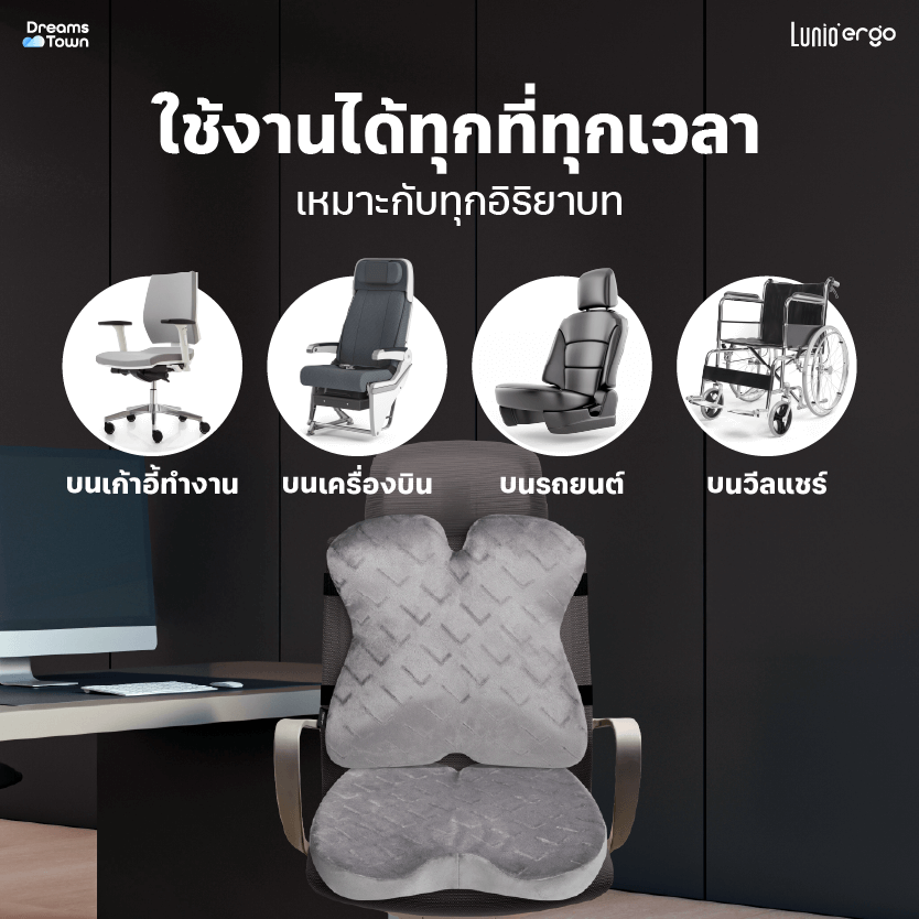 เซ็ตเบาะรองนั่ง+เบาะรองหลัง LUNIO ERGO PRO BACK CUSHION + LUNIO ERGO PRO SEAT CUSHION_5