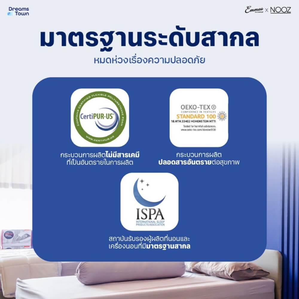 ที่นอนยางพารา 3.5 ฟุต EMMAS BLACK SWAN PARADISE มาพร้อมกับฐานเตียง 3.5 ฟุต NOOZ PIXEL BED FRAME (ไม่มีหัวเตียง)