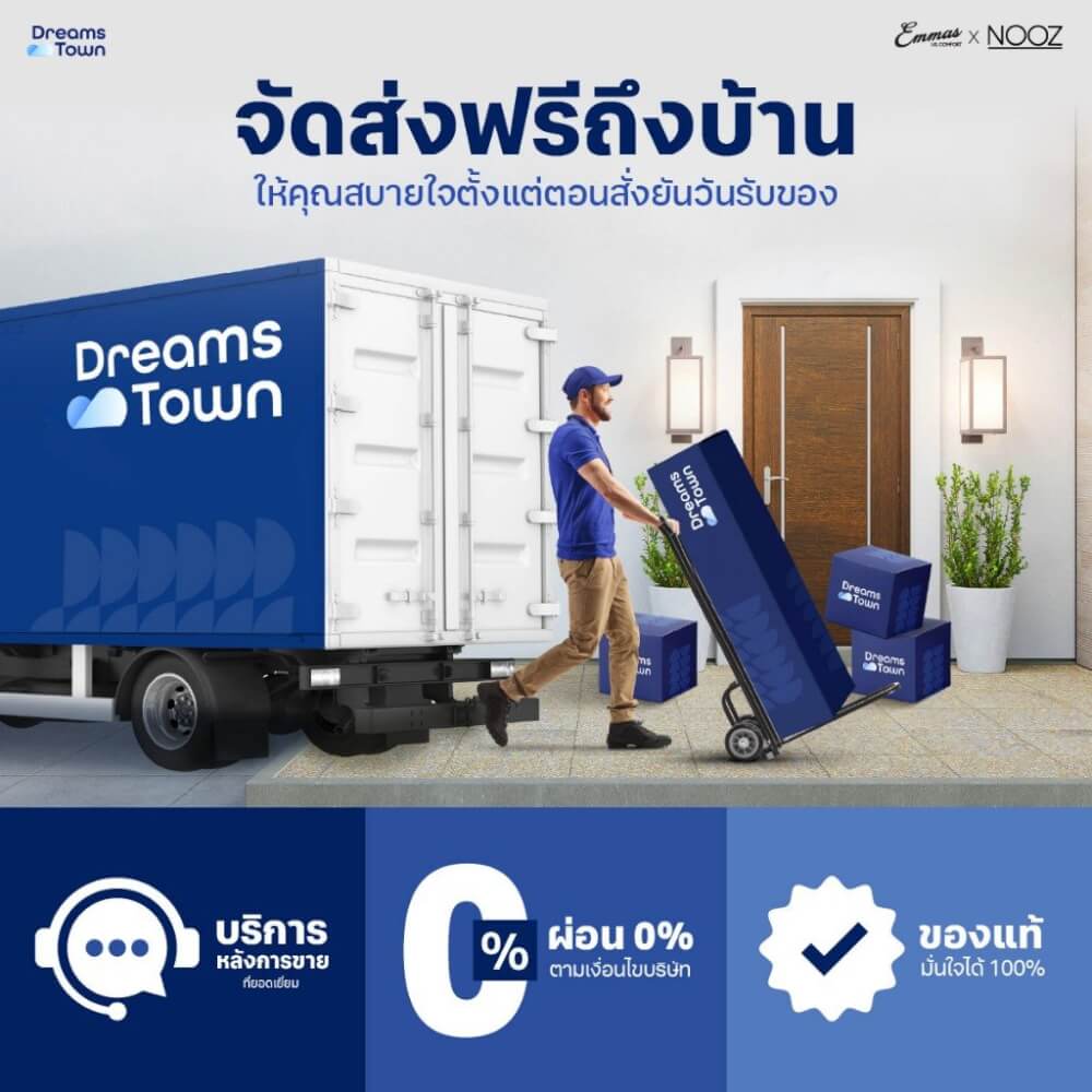 ที่นอนยางพารา 3.5 ฟุต EMMAS BLACK SWAN PARADISE มาพร้อมกับฐานเตียง 3.5 ฟุต NOOZ PIXEL BED FRAME (ไม่มีหัวเตียง)