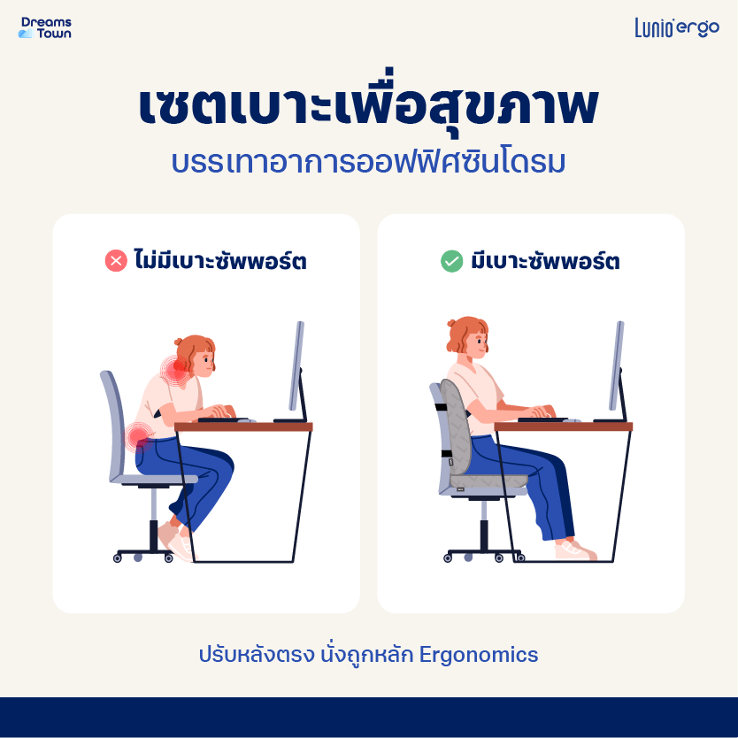 เซ็ตเบาะรองนั่ง+เบาะรองหลัง LUNIO ERGO LITE BACK CUSHION+LUNIO ERGO LITE SEAT CUSHION_8