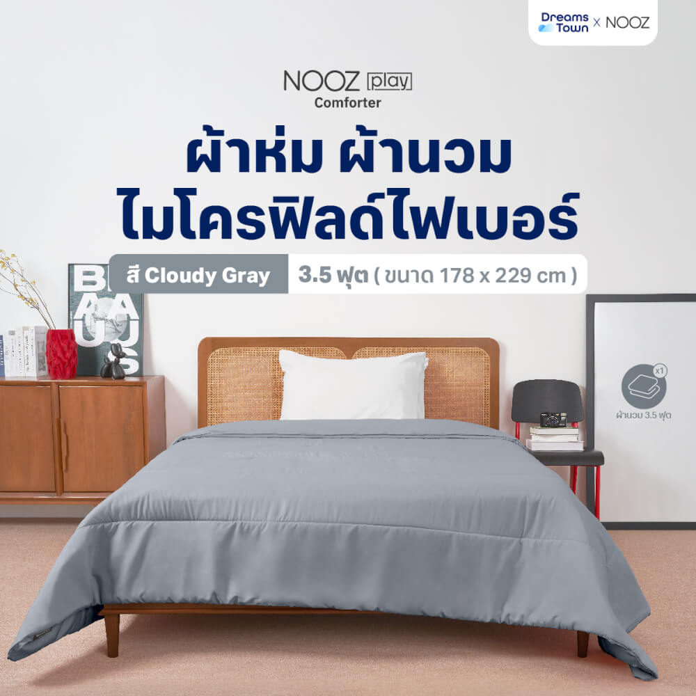 ผ้านวม 3.5 ฟุต Nooz Play รุ่น Comforter สีเทา Cloudy Gray