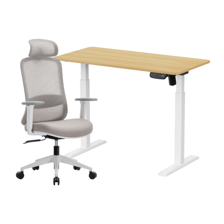เซ็ตโต๊ะปรับระดับไฟฟ้า LUNIO ERGO SPACE II (SIZE 120 X 60 CM) + เก้าอี้ทำงานเพื่อสุขภาพ LUNIO ERGO STARLIGHT CHAIR (สีขาว)