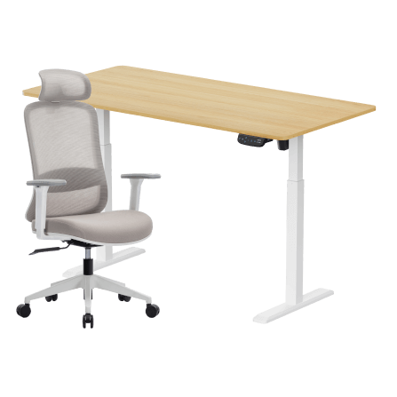 เซ็ตโต๊ะปรับระดับไฟฟ้า LUNIO ERGO SPACE II (SIZE 160 X 80 CM) + เก้าอี้ทำงานเพื่อสุขภาพ LUNIO ERGO STARLIGHT CHAIR (สีขาว)