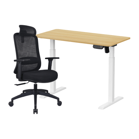 เซ็ตโต๊ะปรับระดับไฟฟ้า LUNIO ERGO SPACE II (SIZE 120 X 60 CM) + เก้าอี้ทำงานเพื่อสุขภาพ LUNIO ERGO STARLIGHT CHAIR (สีดำ)