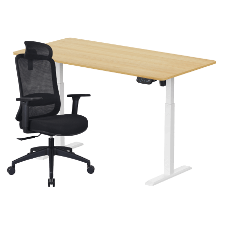 เซ็ตโต๊ะปรับระดับไฟฟ้า LUNIO ERGO SPACE II (SIZE 160 X 80 CM) + เก้าอี้ทำงานเพื่อสุขภาพ LUNIO ERGO STARLIGHT CHAIR (สีดำ)_0