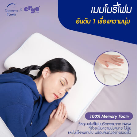หมอนเมมโมรี่โฟม ทรงสูง-ต่ำในใบเดียว LUNIO ERGO CERVICAL MATE PILLOW_2