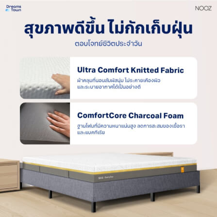 ที่นอนยางพาราแท้ 6 ฟุต NOOZ SUNNY EVO มาพร้อมกับฐานเตียง 6 ฟุต NOOZ PIXEL BED FRAME (ไม่มีหัวเตียง)_3