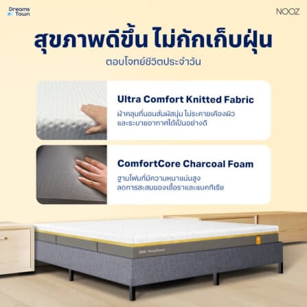 ที่นอนยางพาราแท้ 5 ฟุต NOOZ SUNNY BASICS EVO  มาพร้อมกับฐานเตียง 5 ฟุต NOOZ PIXEL BED FRAME (ไม่มีหัวเตียง)_3