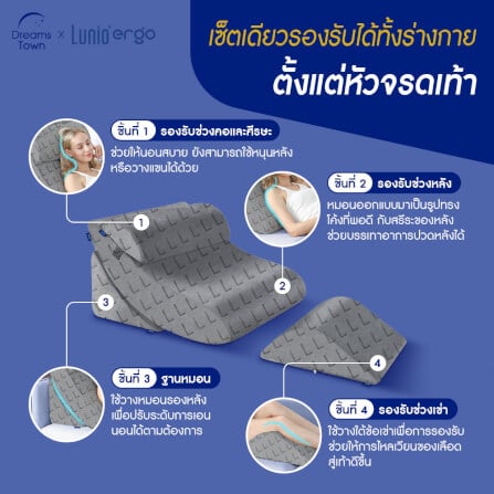 เซ็ตหมอนปรับองศาการนอน LUNIO ERGO ADJUSTABLE WEDGE PILLOW SET_4