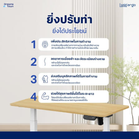 เซ็ตโต๊ะปรับระดับไฟฟ้า LUNIO ERGO SPACE II (SIZE 160 X 80 CM) + เก้าอี้ทำงานเพื่อสุขภาพ LUNIO ERGO STARLIGHT CHAIR (สีดำ)_5