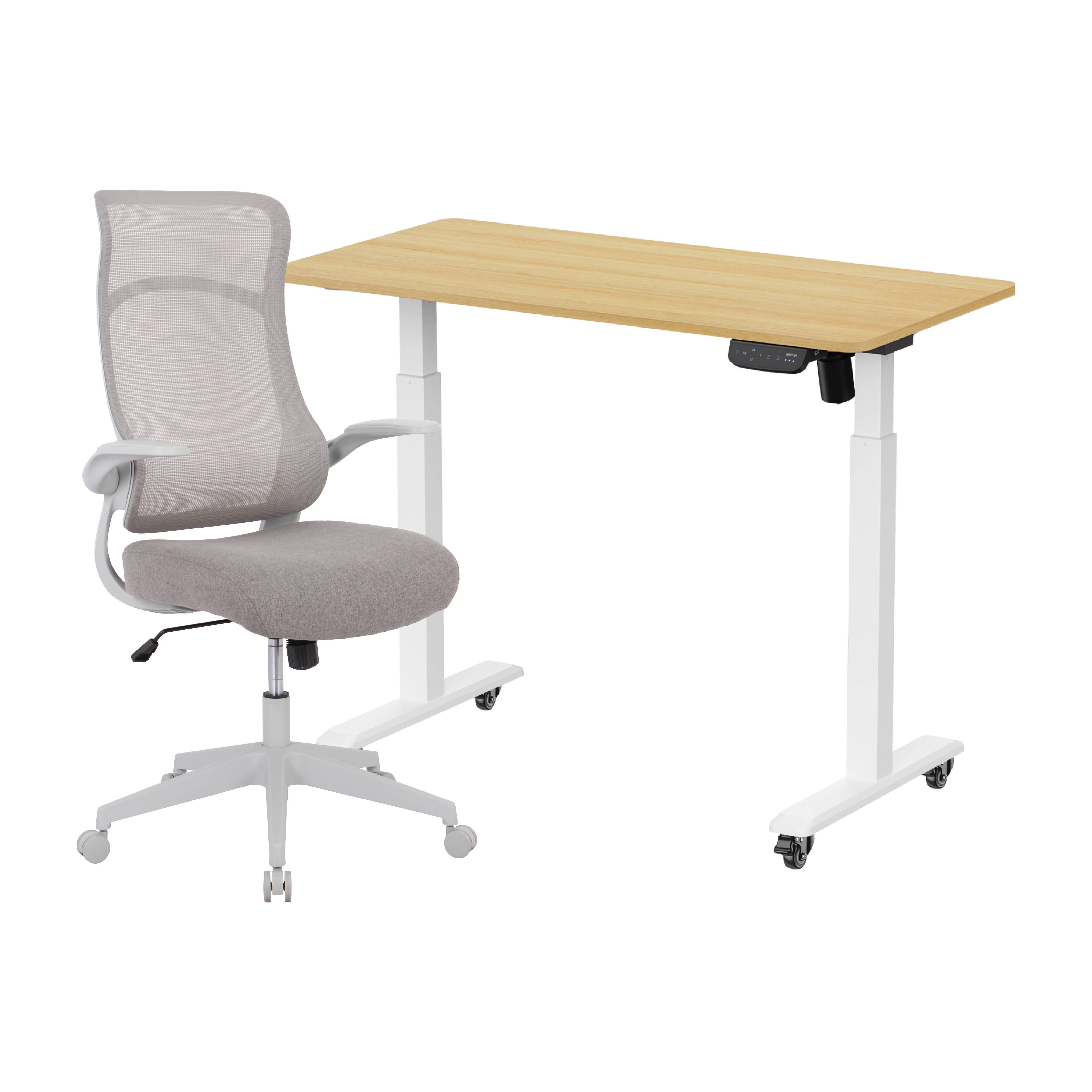 เซ็ตโต๊ะปรับระดับไฟฟ้า มีล้อ LUNIO ERGO SPACE II (SIZE 120 X 60 CM) + เก้าอี้ทำงานเพื่อสุขภาพ ADAM DOT.2 ERGO CHAIR GRAVITY (สีเทา)