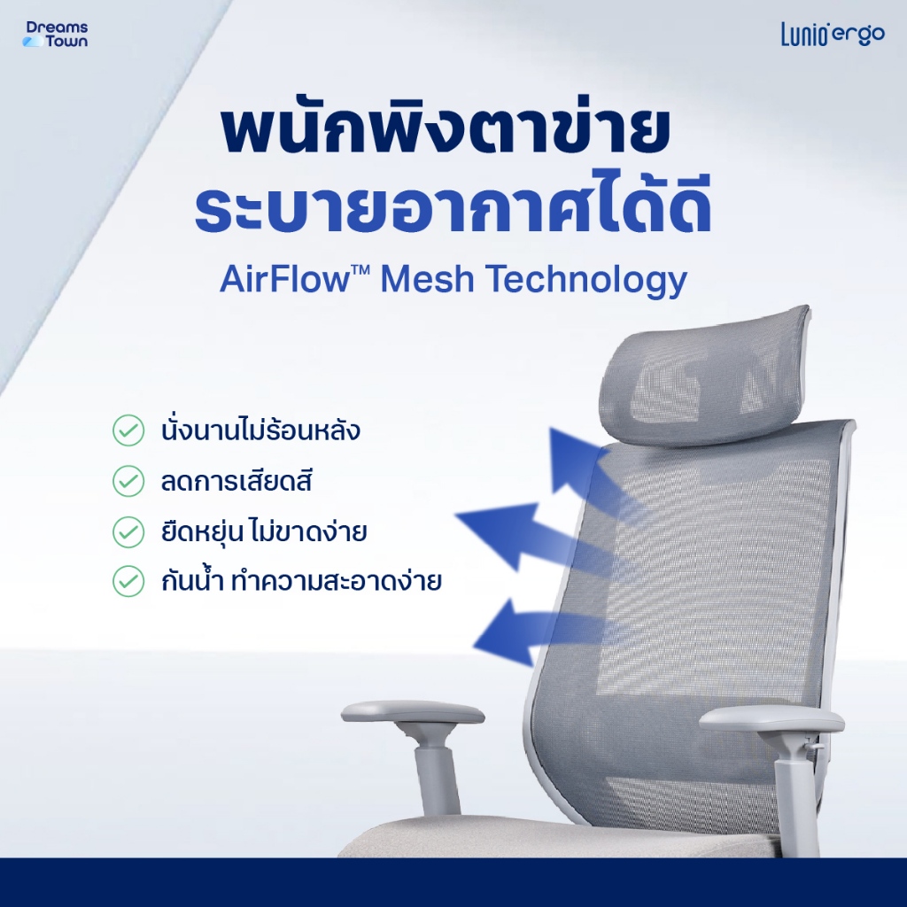 เก้าอี้ทำงาน เพื่อสุขภาพ LUNIO ERGO APOLLO SMART X2 CHAIR BLACK JET สีดำ/เทา_2