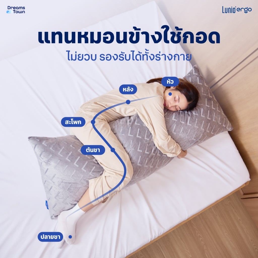 หมอนหนุนทรงยาว Lunio The Airy Memory Foam Long Pillow_2