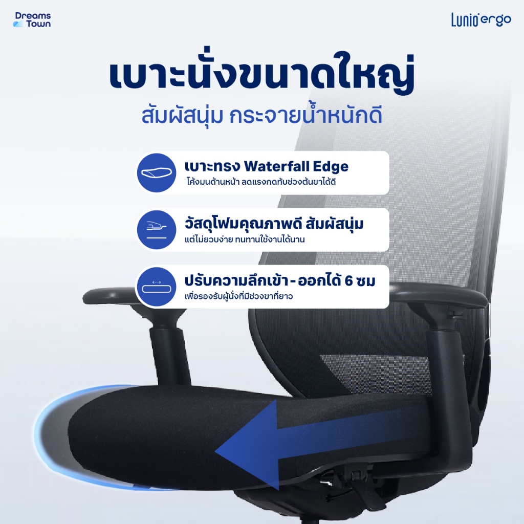 เก้าอี้ทำงาน เพื่อสุขภาพ LUNIO ERGO APOLLO SMART X2 CHAIR BLACK JET สีดำ/เทา_3