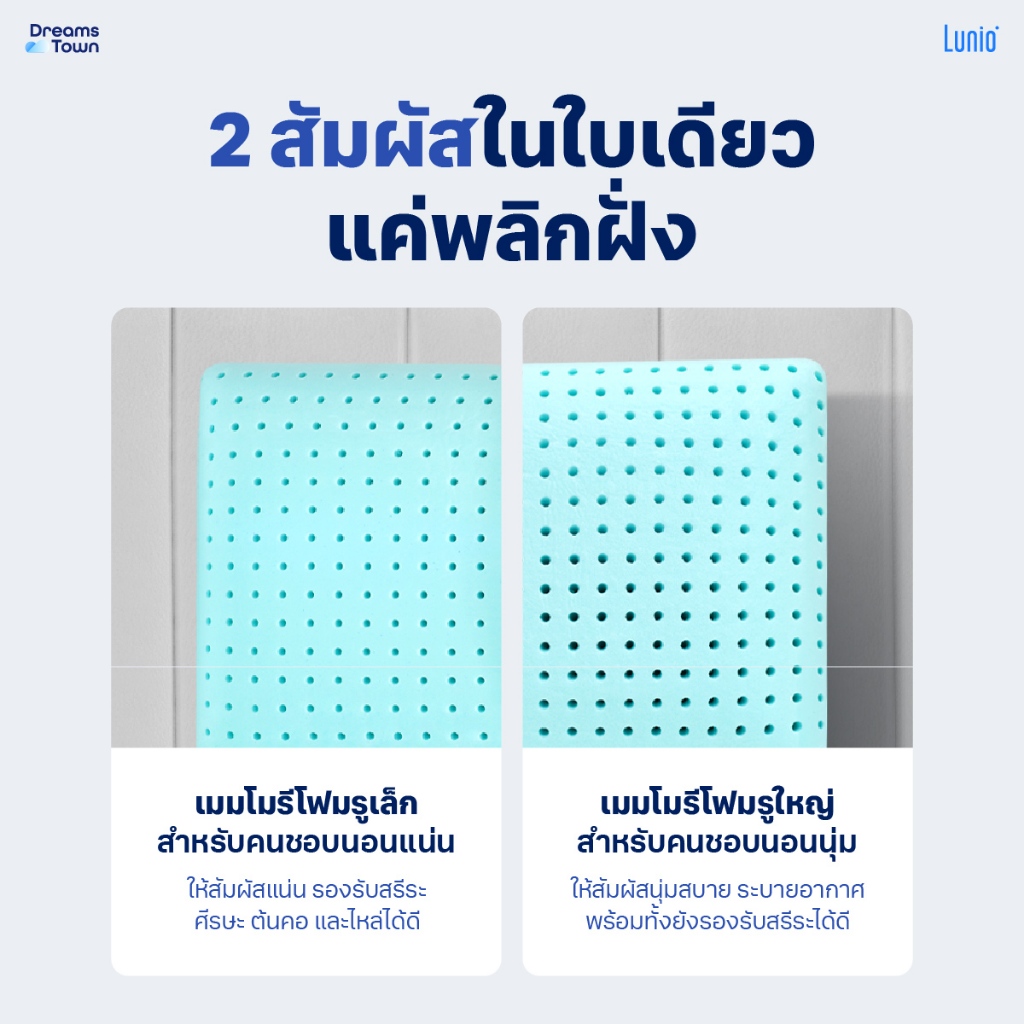 หมอนเมมโมรี่โฟม ผสมคูลเจล LUNIO MOON SERIES BREEZE PILLOW_3