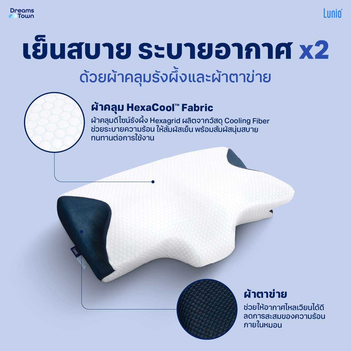หมอนสุขภาพ ทรงผีเสื้อ LUNIO HYPERCOOL ERGONOMIC PILLOW_3