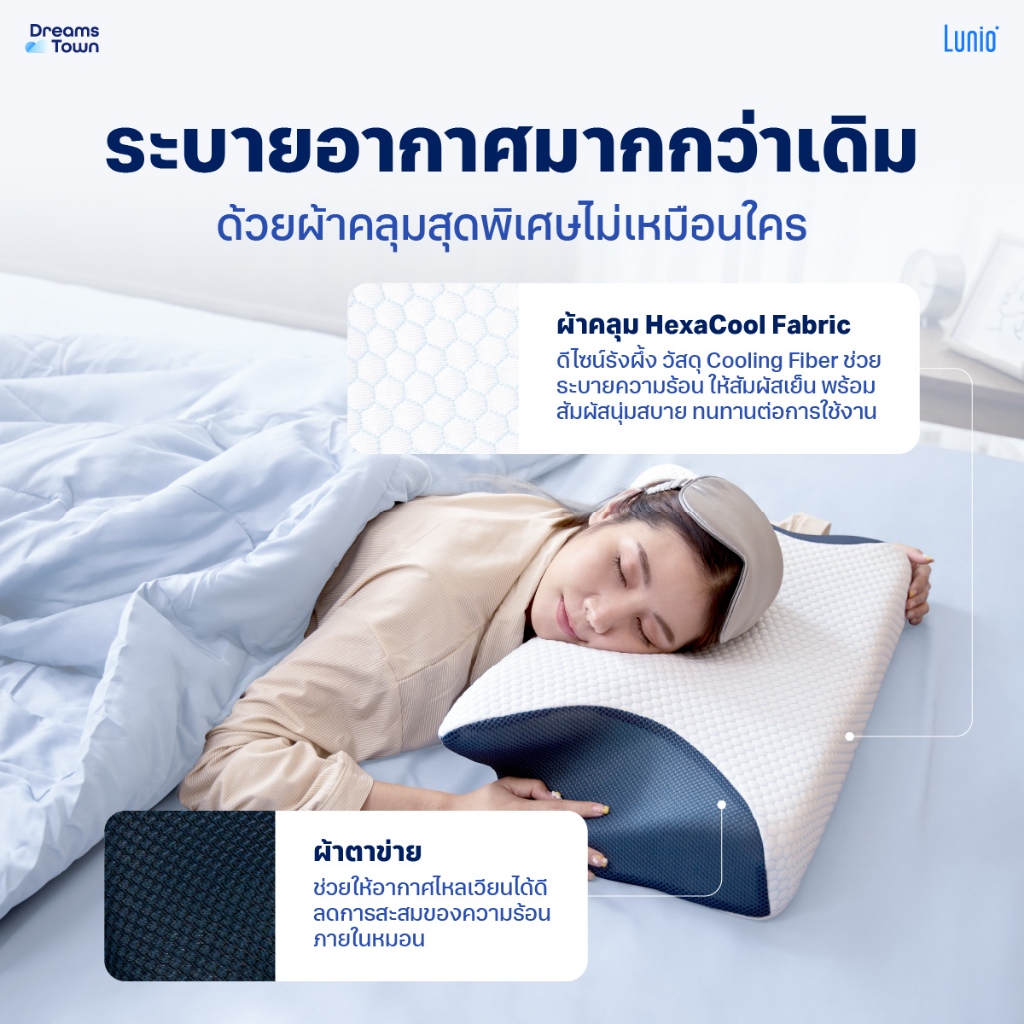 หมอนสุขภาพ ทรงผีเสื้อ LUNIO HYPERCOOL ERGONOMIC PILLOW_3
