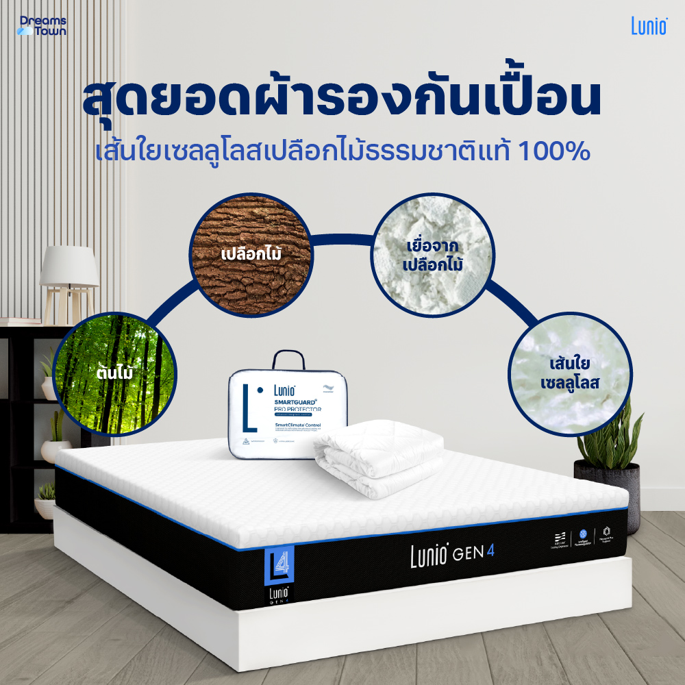 ที่นอนยางพารา 3.5 ฟุต LUNIO GEN4 มาพร้อมผ้ารองกันเปื้อนกันน้ำ รุ่น LUNIO SMARTGUARD PRO PROTECTOR_3