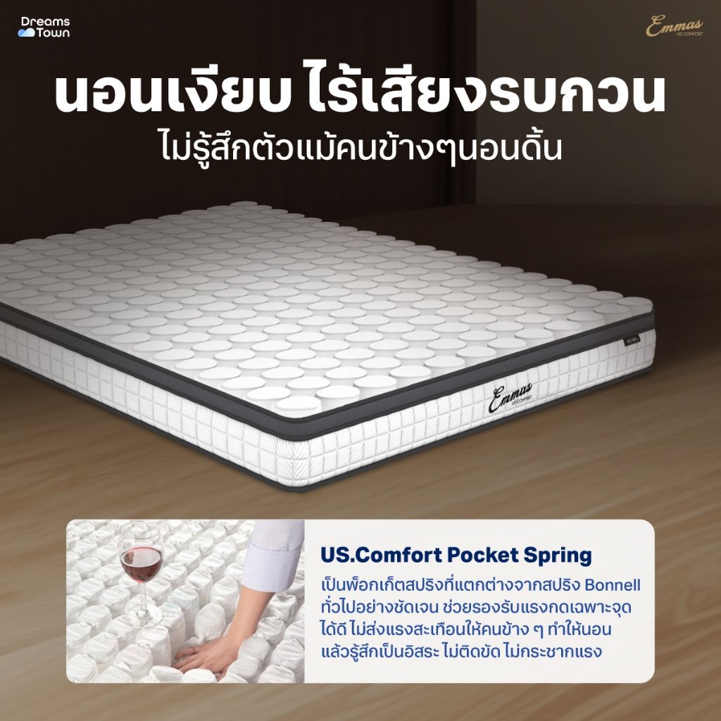 ที่นอนยางพาราแท้ เสริมพ็อกเก็ตสปริง 3.5ฟุต EMMAS OHIO LATEX GOLD หนา 8 นิ้ว_4
