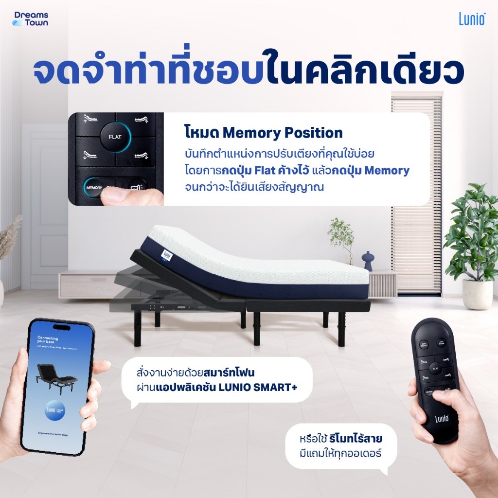 เตียงปรับระดับไฟฟ้า 5 ฟุต LUNIO SMART RISE และ ขอบเตียง 5 ฟุต มาพร้อมกับที่นอนยางพารา 5 ฟุต LITE PRO_4