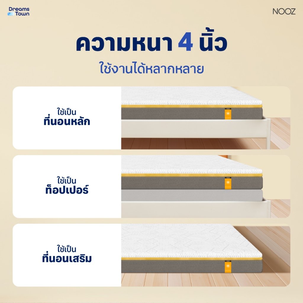 ที่นอนยางพารา 3.5 ฟุต NOOZ Sunny Lite Evo หนา 4 นิ้ว_5