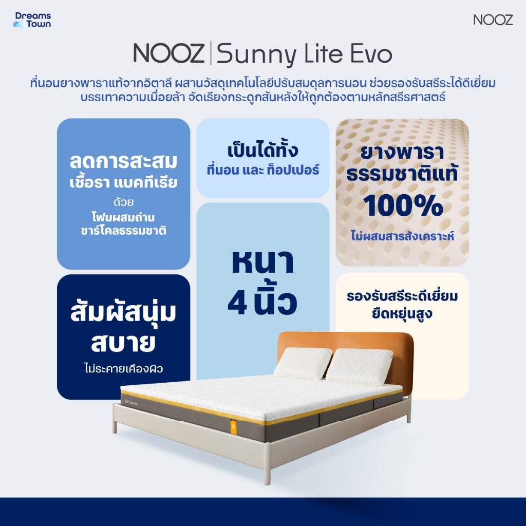 ที่นอนยางพารา 5 ฟุต NOOZ SUNNY LITE EVO หนา 4 นิ้ว_6