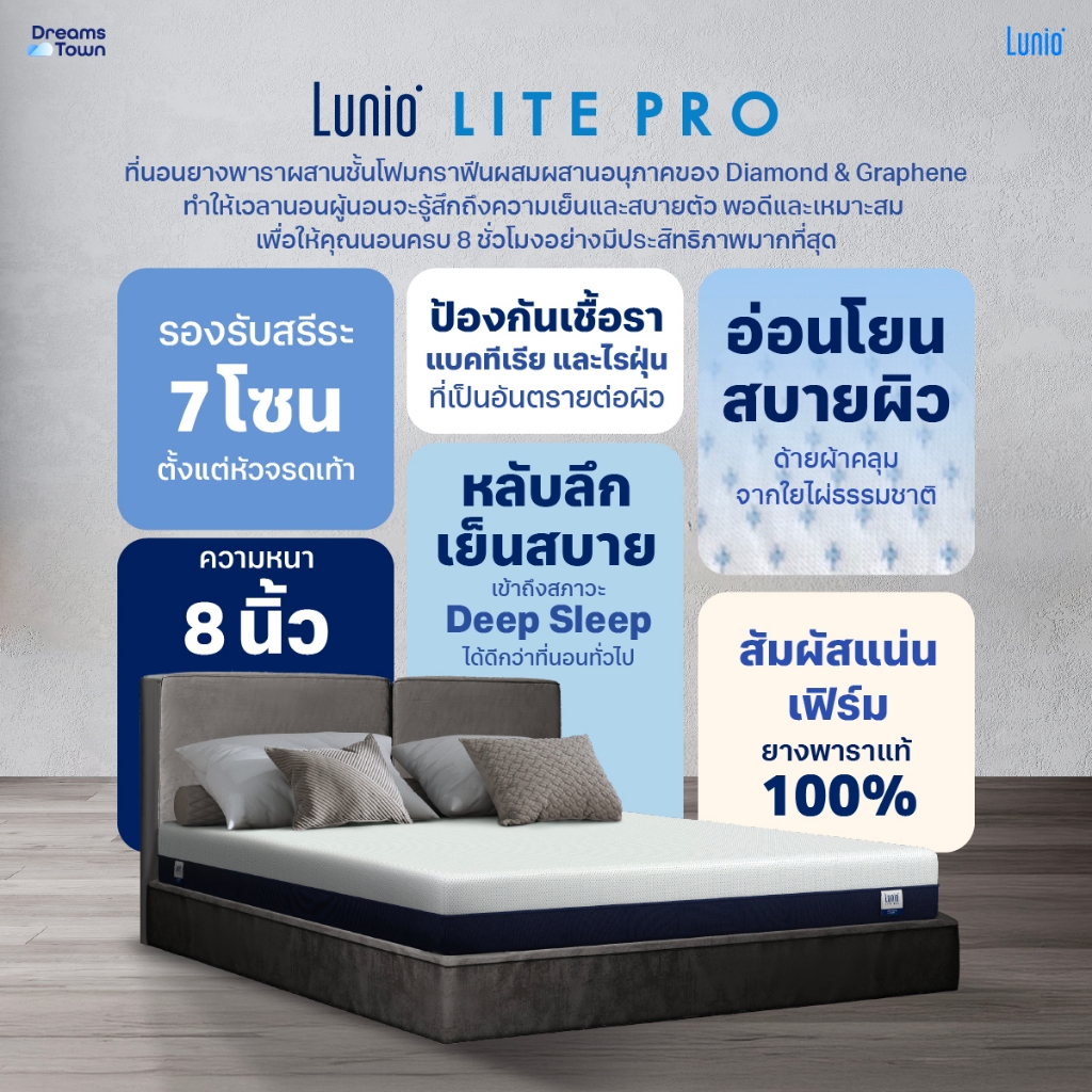 ที่นอนยางพารา 5 ฟุต  LUNIO LITE PRO หนา 8 นิ้ว_7