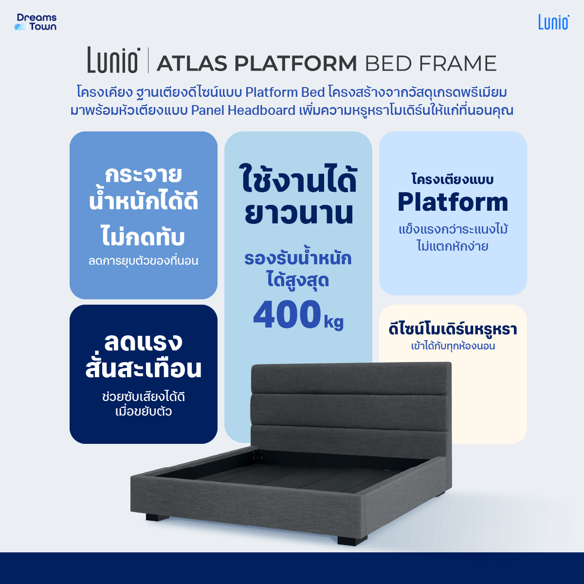 เตียง LUNIO ATLAS PLATFORM BED FRAME ขนาด 6 ฟุต_7