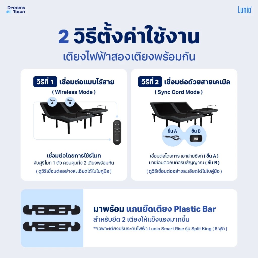เตียงปรับระดับไฟฟ้า+กรอบเตียง 3.5 ฟุต LUNIO SMART RISE ADJUSTABLE BED + LUNIO ATLAS ADJUSTABLE BED FRAME GRAY_7