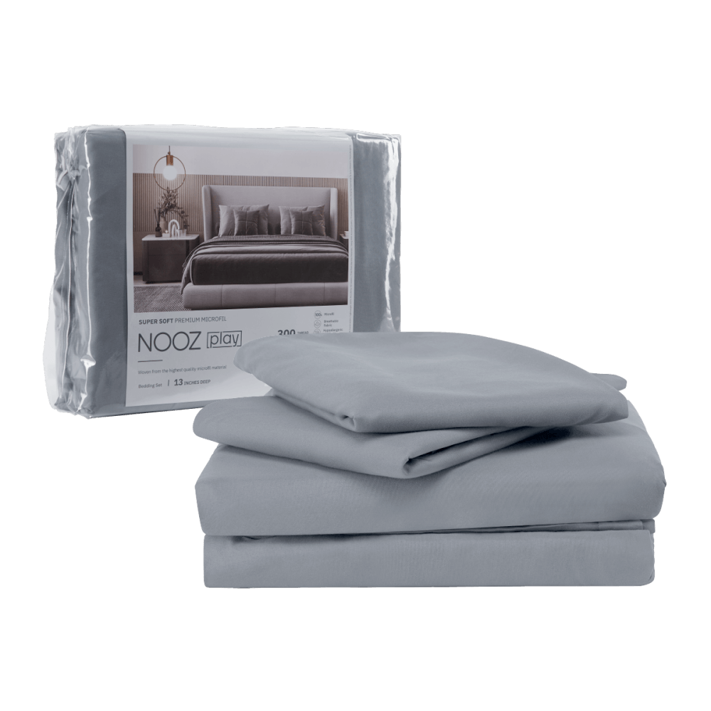 ผ้าปูที่นอน 6 ฟุต Nooz Play รุ่น Bedding Set สีเทา Cloudy Gray