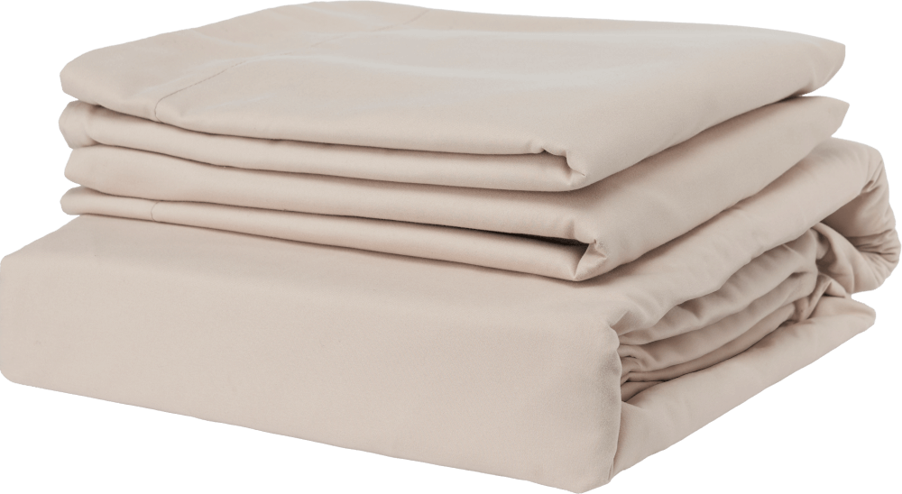 ผ้าปูที่นอน 5 ฟุต Lunio Microsilk Bedding สีเบจ Pearl Beige_0