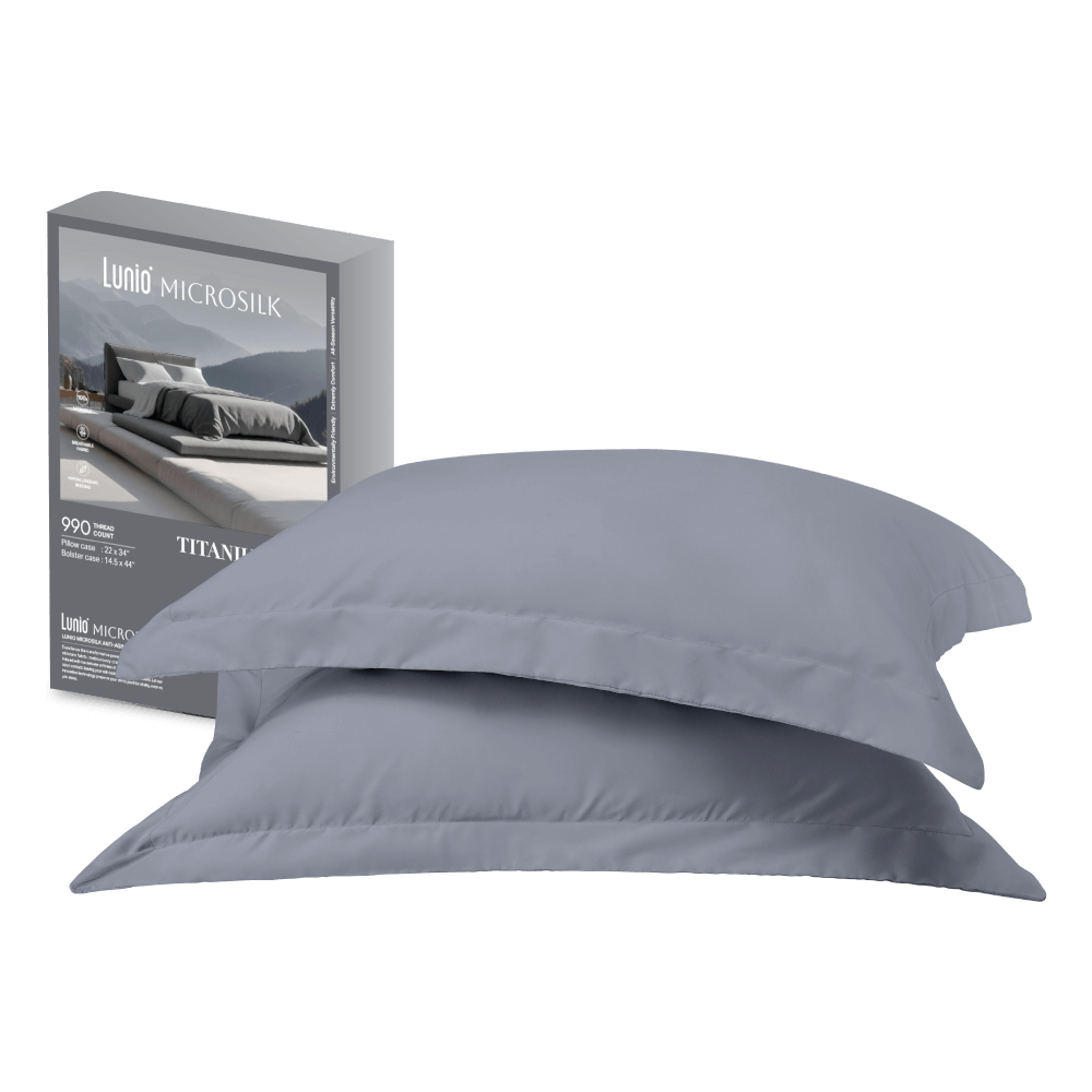 ปลอกหมอน Lunio Microsilk Pillow Case สีเทาไทเทเนียม Titanium Gray จำนวน2ชิ้น_0