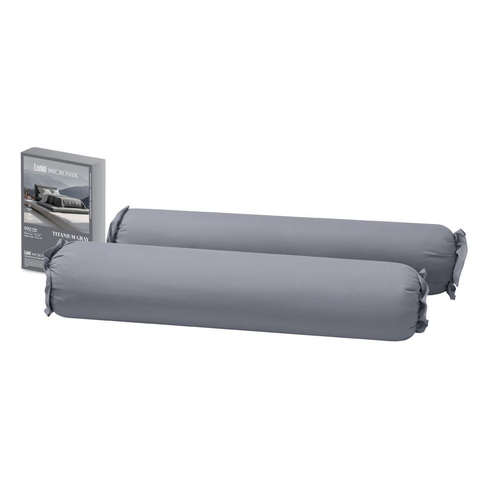 ปลอกหมอนข้าง Lunio Microsilk Pillow Case สีเทาไทเทเนียม Titanium Gray จำนวน2ชิ้น_0