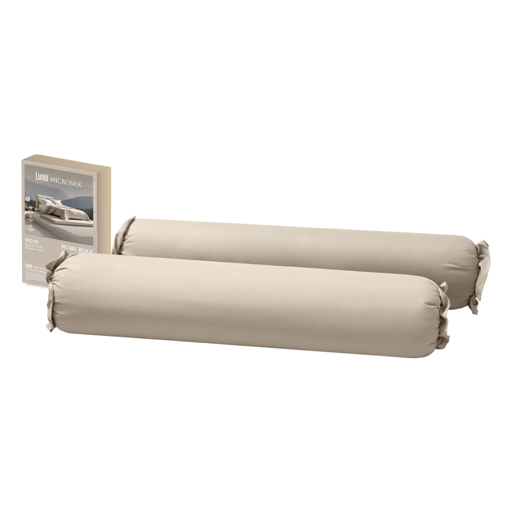 ปลอกหมอนข้าง Lunio Microsilk Pillow Case สีเบจไข่มุก Pearl Beige จำนวน2ชิ้น_0