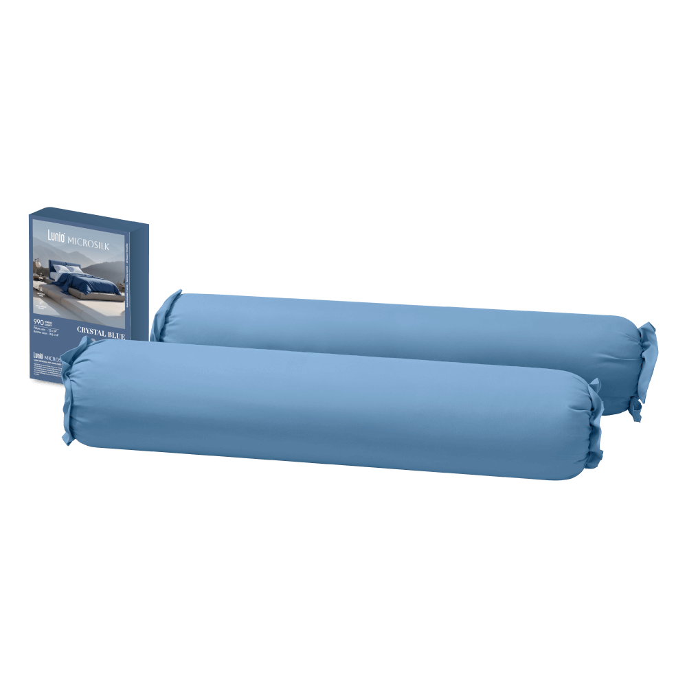 ปลอกหมอนข้าง Lunio Microsilk Pillow Case สีฟ้าคริสตัล Crystal Blue จำนวน2ชิ้น_0