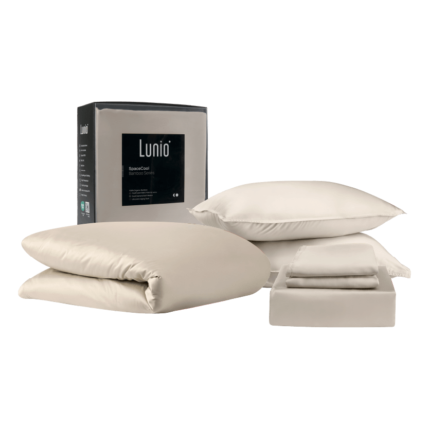 ผ้าปูที่นอน 6 ฟุต LUNIO SPACECOOL BAMBOO BEDDING SET JUPITER BEIGE