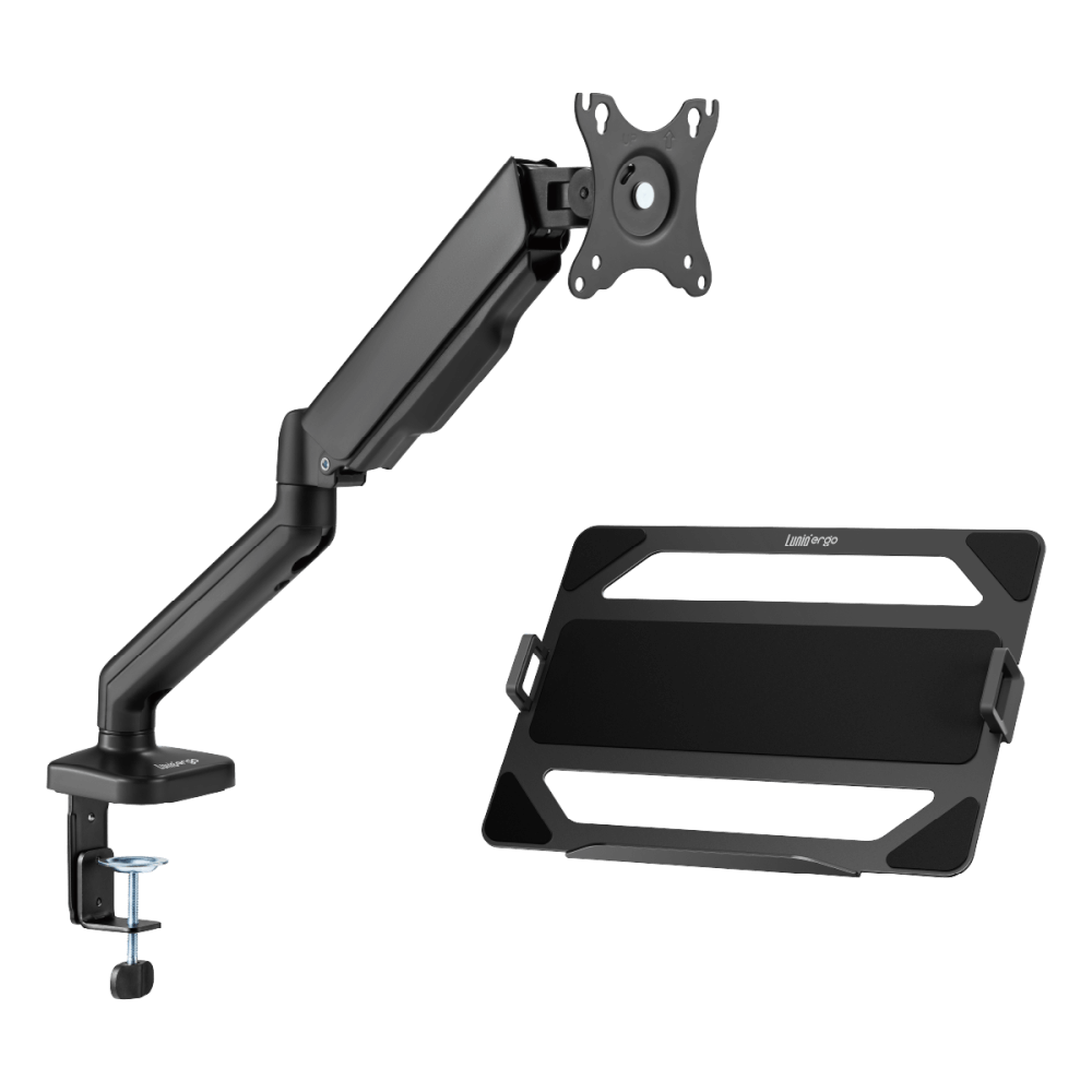 ชุดเซ็ตแขนจับจอคอม+แท่นวางโน็ตบุ๊ค LUNIO ERGO MONITOR ARM CYBOT สีดำ 1 + LUNIO ERGO CYPAD สีดำ