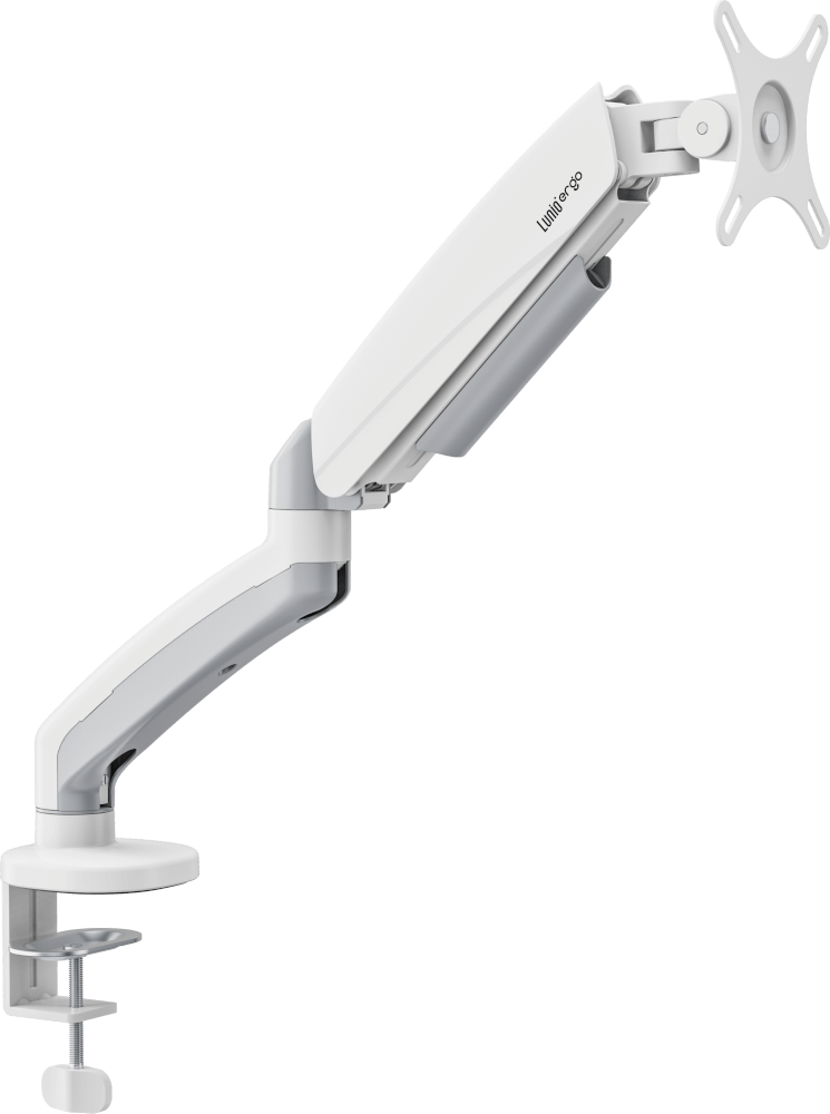 LUNIO ERGO MONITOR ARM CYBOT แขนจับจอ ขาตั้งจอ สีขาว หมุนได้360° ช่วยปรับท่านั่ง ลดดการปวดคอบ่าไหล่ เพิ่มจำนวนจอคอม 1 แขน