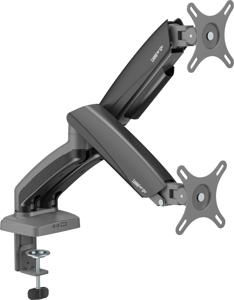 แขนจับจอ LUNIO ERGO MONITOR ARM CYBOT สีเทา 2 แขน หมุนได้360°_0