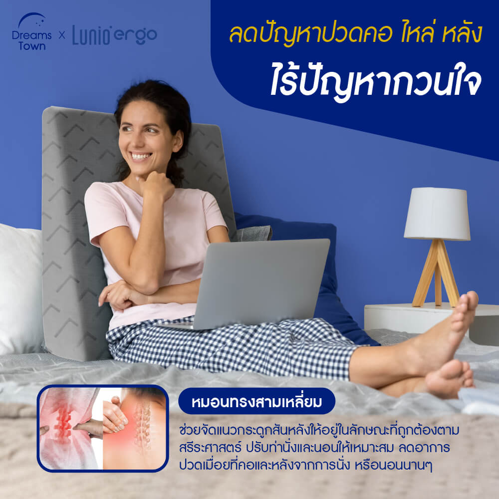 หมอนทรงสามเหลี่ยม Lunio Breeze Wedge Pillow ลดกรน _2