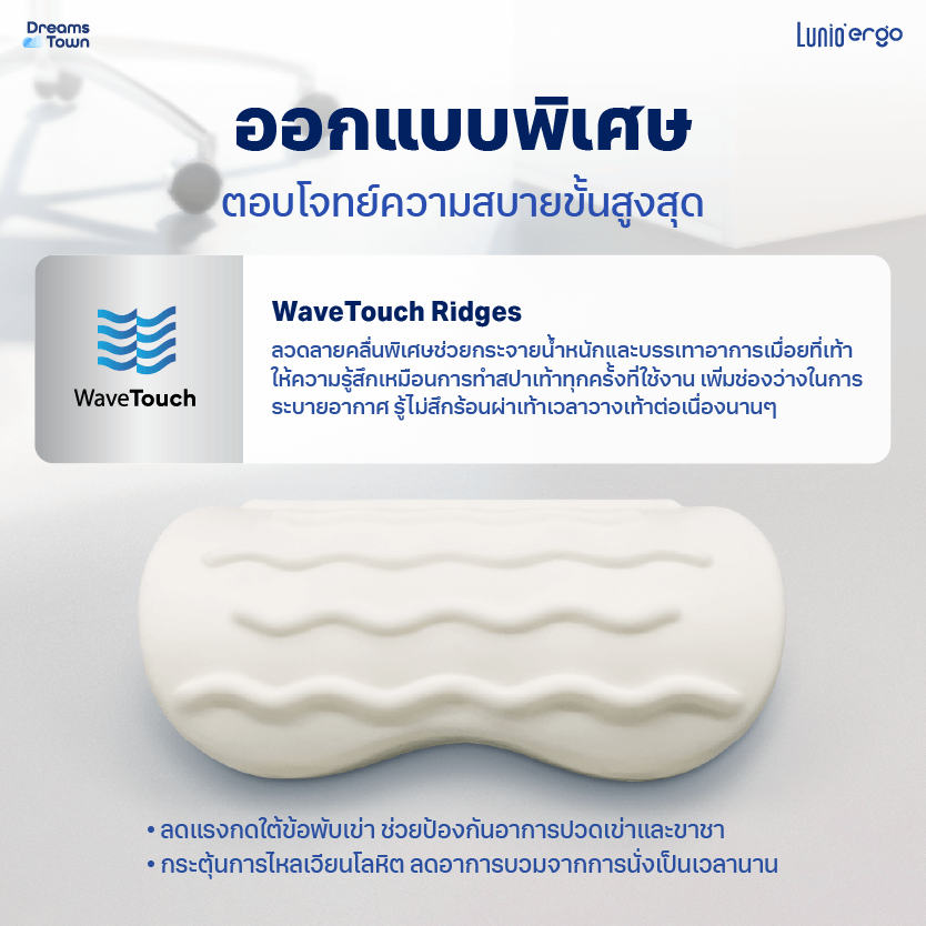 หมอนรองเท้า ที่วางเท้า LUNIO ERGO WAVE FOOTREST CUSHION