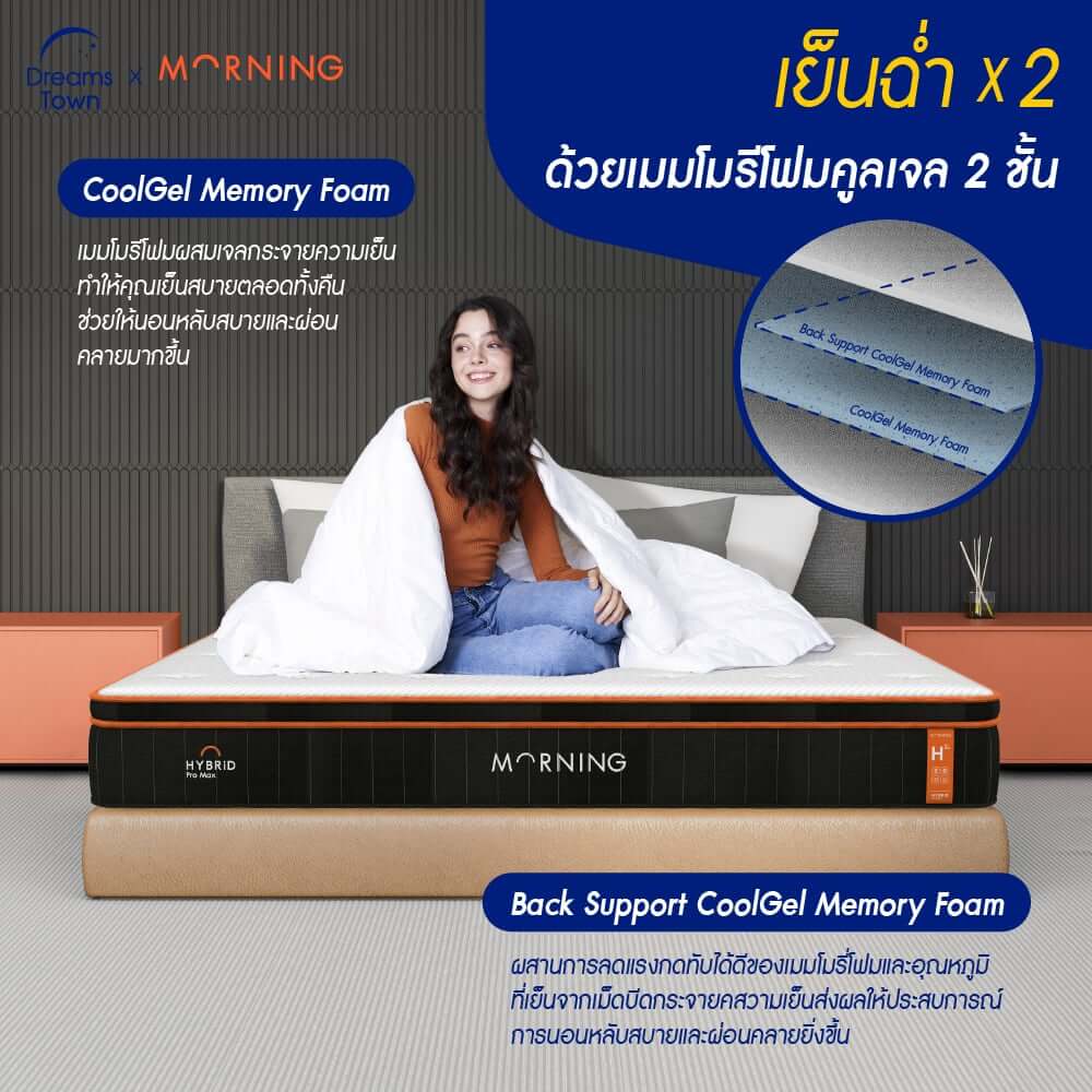 ที่นอนพ็อกเก็ตสปริงดับเบิ้ลพรีเมียมเมมโมรี่โฟม 3.5 ฟุต Morning Sleep Hybrid Pro Max หนา 10 นิ้ว_3