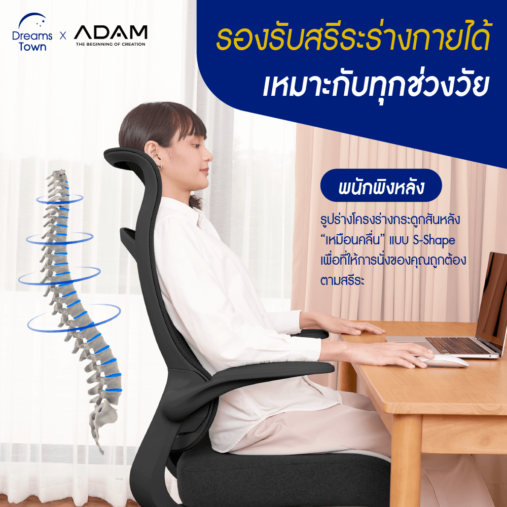 เก้าอี้ทำงาน เพื่อสุขภาพ ADAM รุ่น DOT2 ERGO CHAIR GRAVITY  สีดำ
