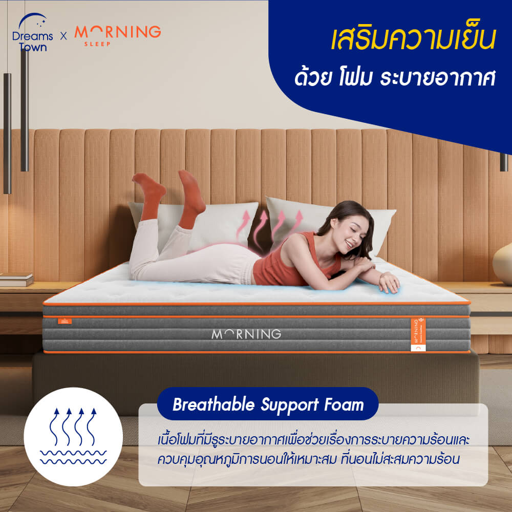 ที่นอนสปริง 3.5ฟุต MORNING SLEEP COSMIC COOLMAX หนา 8 นิ้ว