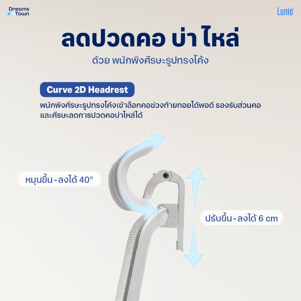 เก้าอี้ทำงาน เพื่อสุขภาพ LUNIO ERGO STARLIGHT WHITE FROZEN สีขาว