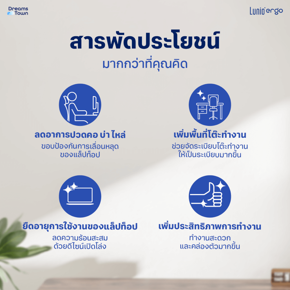 LUNIO ERGO CYPAD สีเงิน แท่นวางโน็ตบุ๊ค แท่นวางแลปท็อป สำหรับใช้ร่วมกับแขนจับจอ ช่วยลดความร้อนสะสม ประหยัดพื้นที่